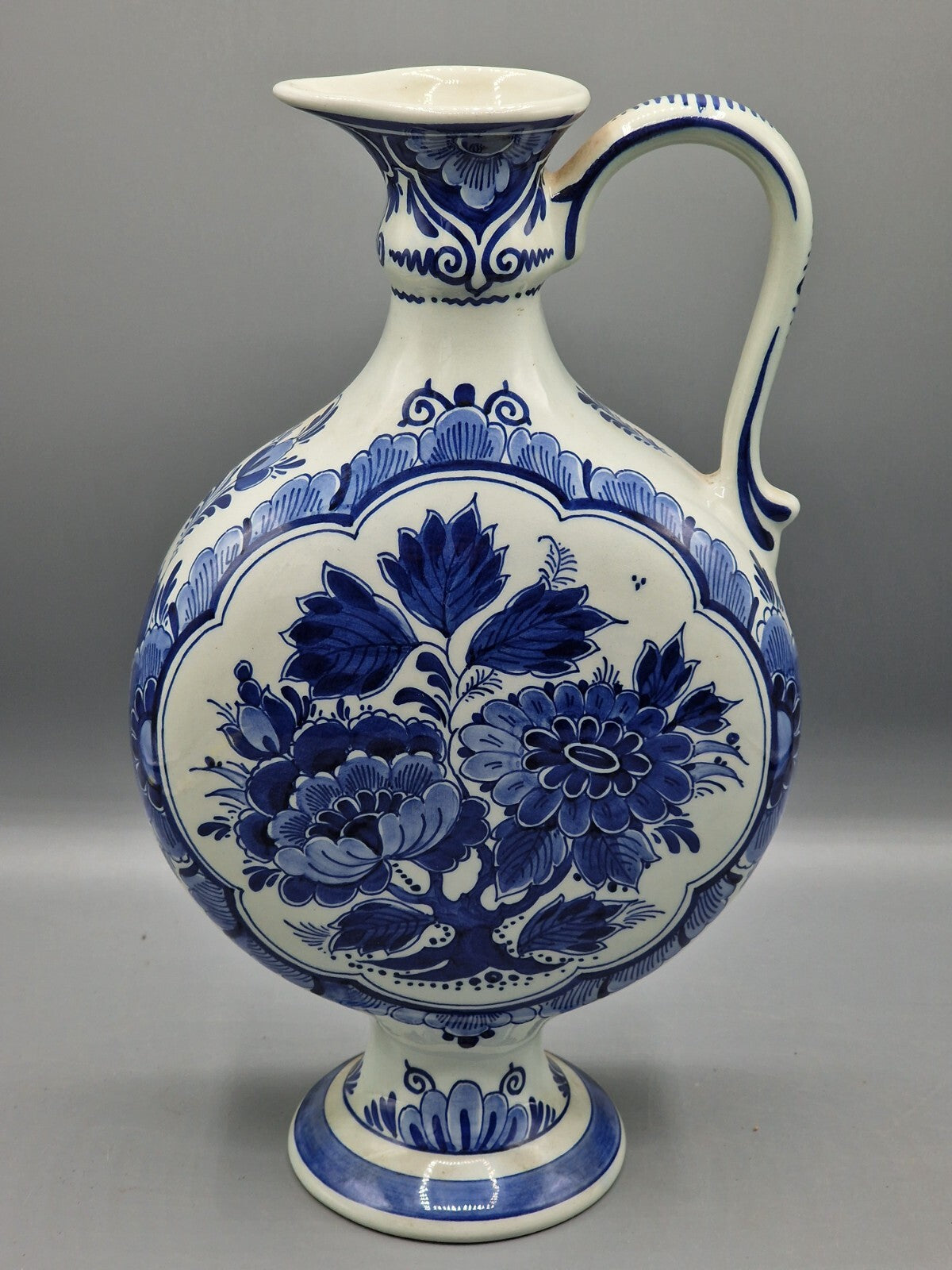 Delfts Holland Porzellan Henkelvase, Höhe 28 cm, Antiquität
